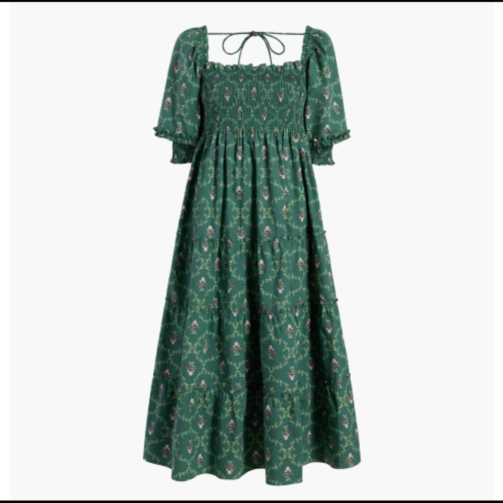 Hill House Home Nelsi Nap Dress in Emerald Trellis